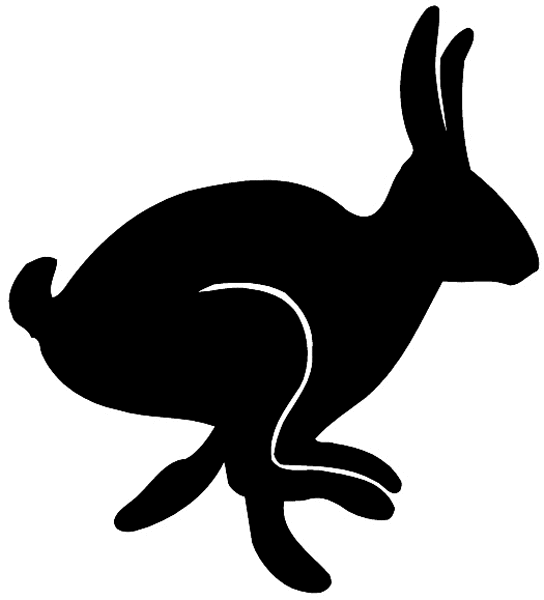 Running jackrabbit silhouette vinyl sticker. Customize on line.     Animals Insects Fish 004-0912  